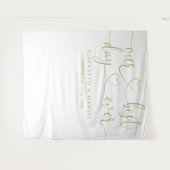 Gouden Hart Script Huwelijksfotobackdrop voor de B Wandkleed (Voorkant (horizontaal))