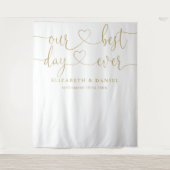 Gouden Hart Script Huwelijksfotobackdrop voor de B Wandkleed (Voorkant)