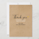 Gouden Hart Script Landelijke Kraft Trouwfoto Bedankkaart (Achterkant)