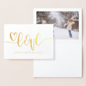 Gouden Hart Script Liefde Gelukkig Valentijnsdag F Folie Kaarten (Display)