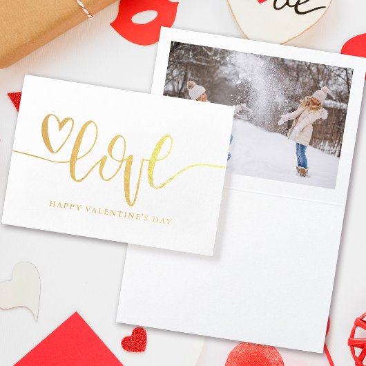 Gouden Hart Script Liefde Gelukkig Valentijnsdag F Folie Kaarten