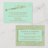 Gouden Hart Script Mint Groen Trouwaccommodatiekaa Informatiekaartje (Voorkant / Achterkant)