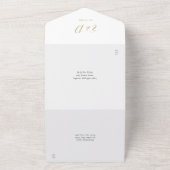 Gouden Hart Script Moderne QR Code Trouwen All In One Uitnodiging (Buitenkant)