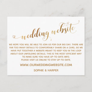 Gouden Hart Script op Witte Trouwwebsite Briefkaart