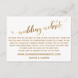 Gouden Hart Script op Witte Trouwwebsite Informatiekaartje