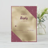 Gouden hart sparkle bordeaux glitter RSVP Kaart (Staand voorkant)