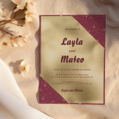 Gouden hart sparkle bordeaux glitter Trouwen Kaart