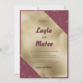 Gouden hart sparkle bordeaux glitter Trouwen Kaart (Voorkant)