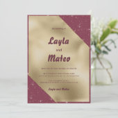 Gouden hart sparkle bordeaux glitter Trouwen Kaart (Staand voorkant)