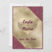 Gouden hart sparkle bordeauxrood glitter Save the  Kaart (Voorkant)