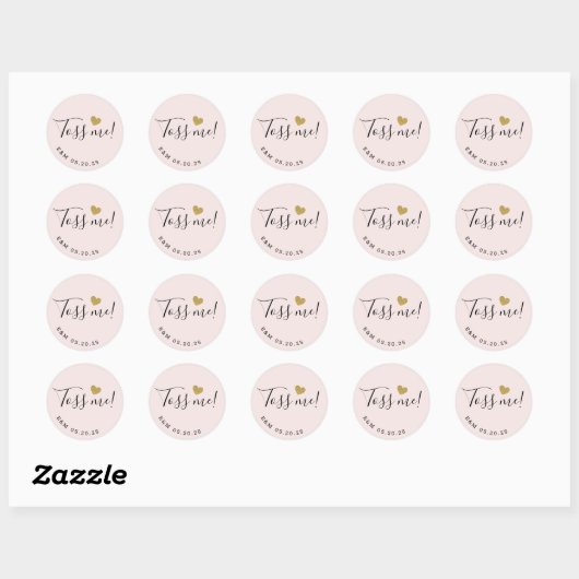 Gouden Hart Toss Me Bruiloft Confetti Favor Ronde Sticker (Vel)