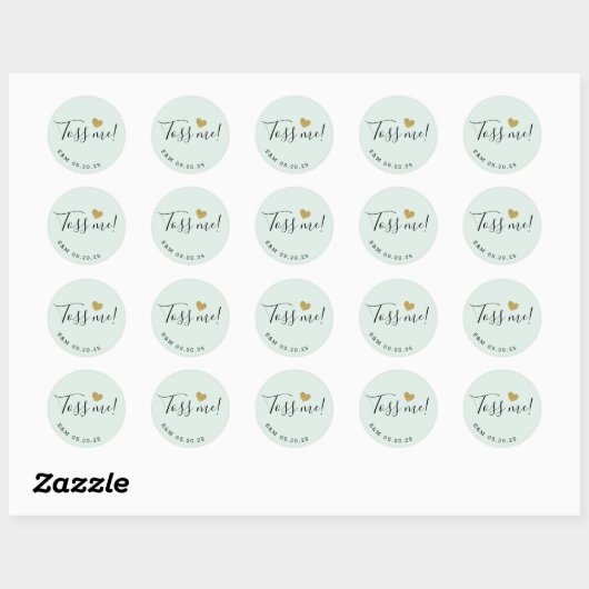 Gouden Hart Toss Me Bruiloft Confetti Favor Ronde Sticker (Vel)
