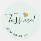 Gouden Hart Toss Me Bruiloft Confetti Favor Ronde Sticker (Voorkant)