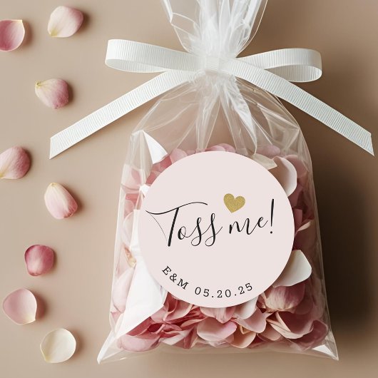 Gouden Hart Toss Me Bruiloft Confetti Favor Ronde Sticker