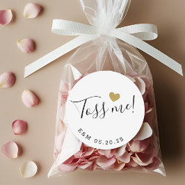Gouden Hart Toss Me Bruiloft Confetti Favor Ronde Sticker