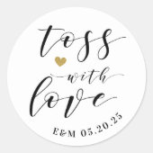 Gouden Hart Toss Met Liefde Bruiloft Confetti Favo Ronde Sticker (Voorkant)
