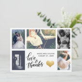 Gouden Hart | Trouwfoto | Liefde & Dank Script Bedankkaart (Staand voorkant)