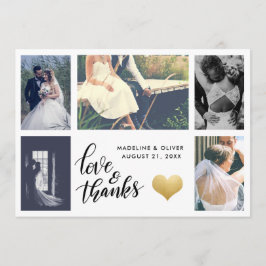 Gouden Hart | Trouwfoto | Liefde & Dank Script Bedankkaart