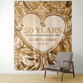 Gouden Hart Trouwjubileum Achtergrond Wandkleed
