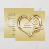 Gouden Hart Uitnodiging 50ste Verjaardag (Voorkant / Achterkant)