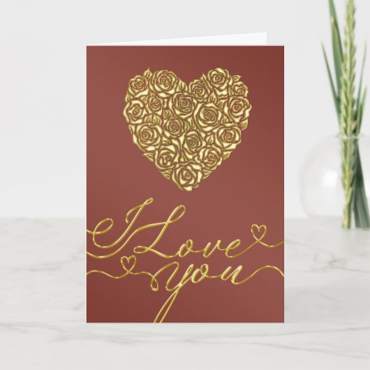 Gouden Hart Valentijnsdag Kaart (Voorkant)
