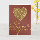 Gouden Hart Valentijnsdag Kaart (Gele Bloem)