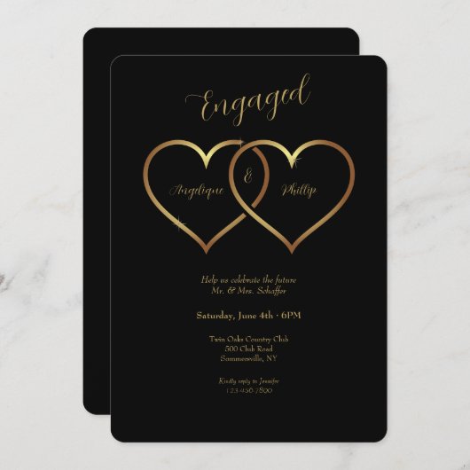 Gouden Hart Verlovingsring Kaart (Voorkant / Achterkant)