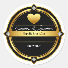 👑 Gouden Hart Wapen Huwelijksgunst Cadeau 💍 Ronde Sticker