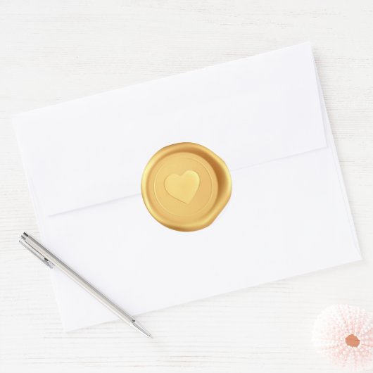 Gouden Hart Wax Seal Bruiloft Envelop Stickers (Envelop)