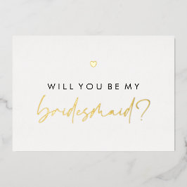Gouden Hart Wil Je Mijn Bruidsmeisje Zijn Folie Uitnodiging