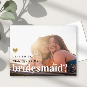 Gouden Hart Wil Je Mijn Bruidsmeisje Zijn Foto Uitnodiging Briefkaart