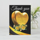 Gouden Hart wit & geel Rose Bedankkaart (Staand voorkant)