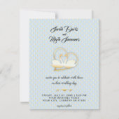 Gouden Hart Zwanen, Zachte Liefde Bruiloft Kaart (Voorkant)