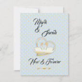 Gouden Hart Zwanen, Zachte Liefde Bruiloft Kaart (Achterkant)