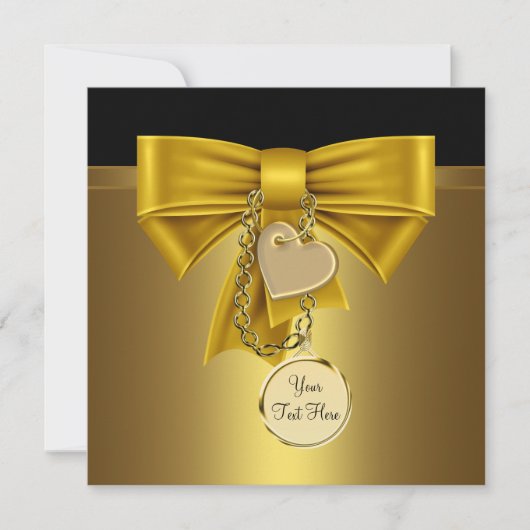 Gouden Hart Zwarte Goud Feest Template Kaart (Voorkant)