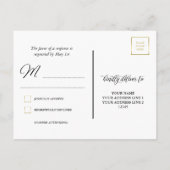 Gouden Hart & Zwarte Kalligrafie RSVP Uitnodiging Briefkaart (Achterkant)