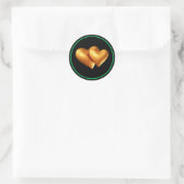 Gouden Harten 3D Design-11923 Ronde Sticker (Tas)
