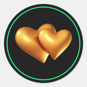 Gouden Harten 3D Design-11923 Ronde Sticker