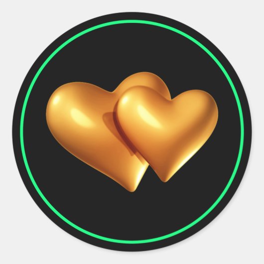 Gouden Harten 3D Design-11923 Ronde Sticker (Voorkant)