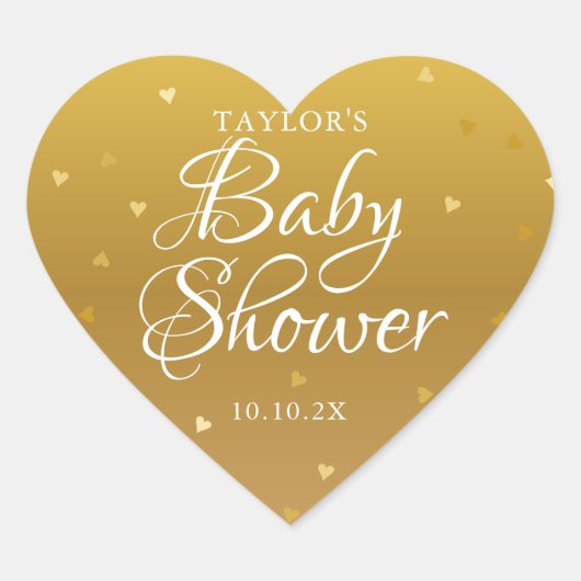 Gouden harten baby shower hart sticker (Voorkant)
