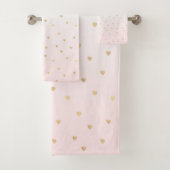 Gouden harten Blush Pink Ombre Bad Handdoek (Insitu)