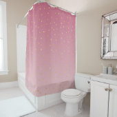 Gouden harten Blush Pink Ombre Douchegordijn (In situ)