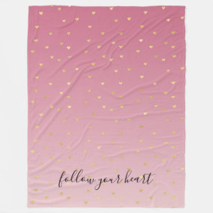 Gouden harten Blush Pink Ombre Fleece Deken