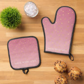 Gouden harten Blush Pink Ombre Ovenwant & Pannenlap Set (Top down)