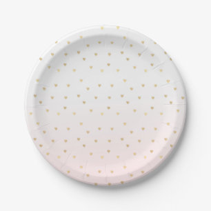 Gouden harten Blush Pink Ombre Papieren Bordje