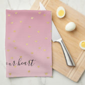 Gouden harten Blush Pink Ombre Theedoek (Quarter Fold)