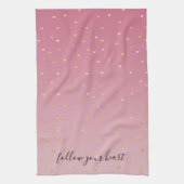 Gouden harten Blush Pink Ombre Theedoek (Verticaal)