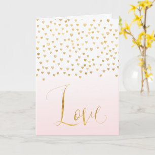 Gouden Harten Blush Roze Witte Liefde Kaart