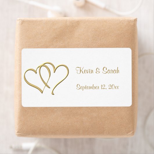 Gouden harten bruiloft labels (Insitu)