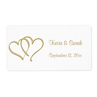 Gouden harten bruiloft labels